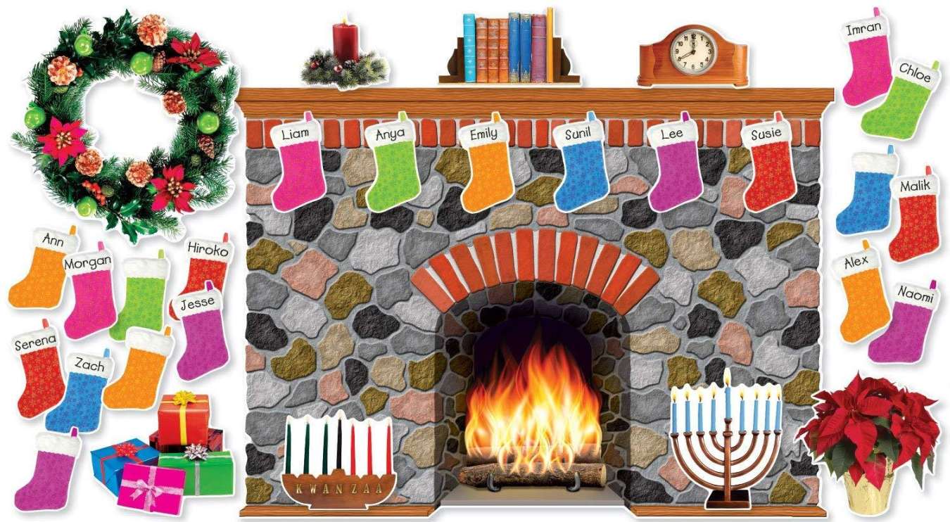 Holiday Hearth Bulletin Board  Fireplace Bulletin Board Set – CM