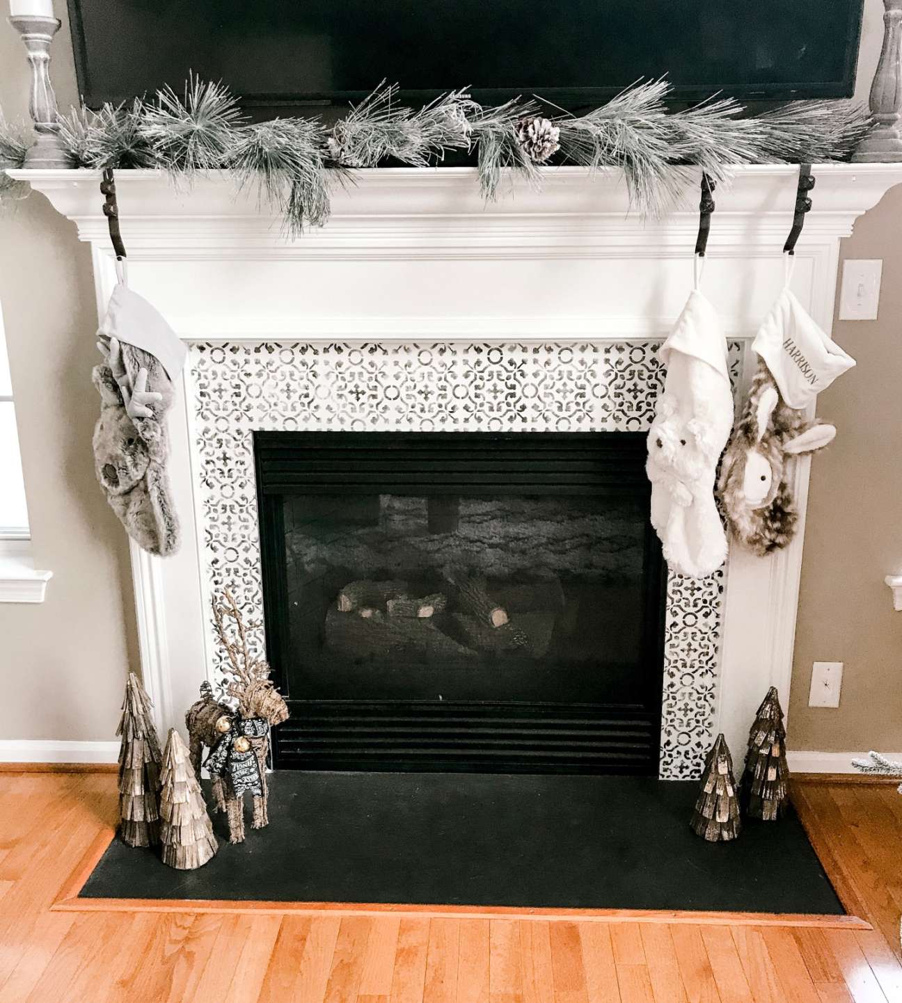 How To Stencil Your Fireplace Surround - mrsmeganjane