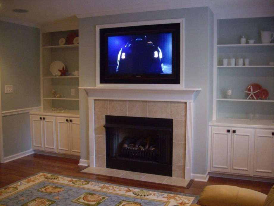 Image result for gas fireplace with tv above  Contemporary