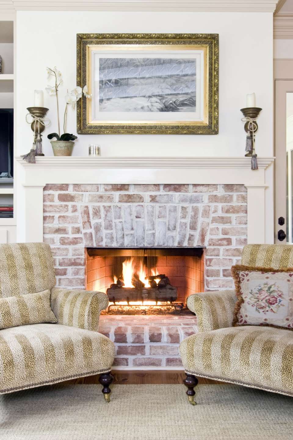 Pale Stone Fireplaces and White Mantel Ideas - Town & Country Living