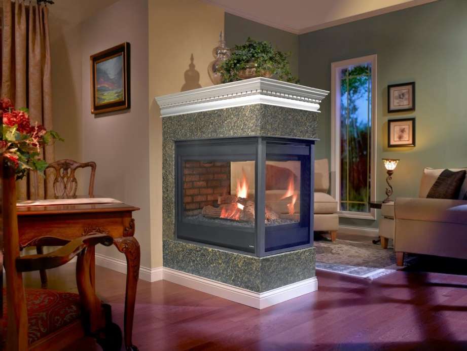 Stone & Brick with Peninsula Fireplaces - Hearth and Home