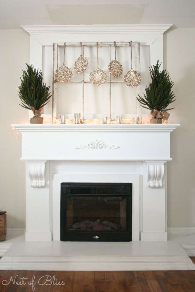 Winter Mantel - Decorating for Winter - Nest of Bliss  Fireplace