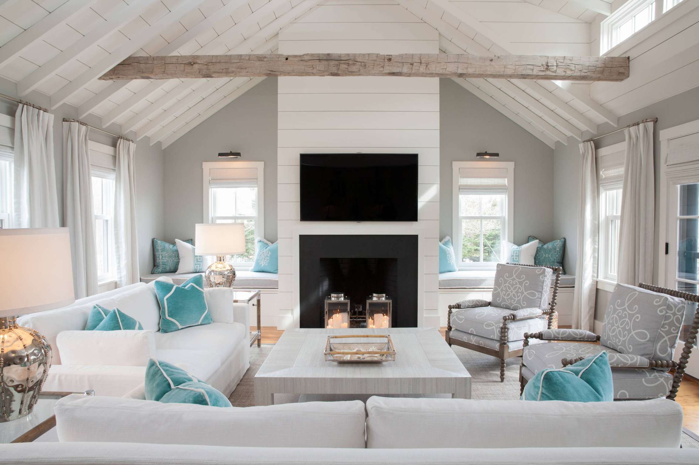 All Fireplaces Coastal Living Room Ideas You