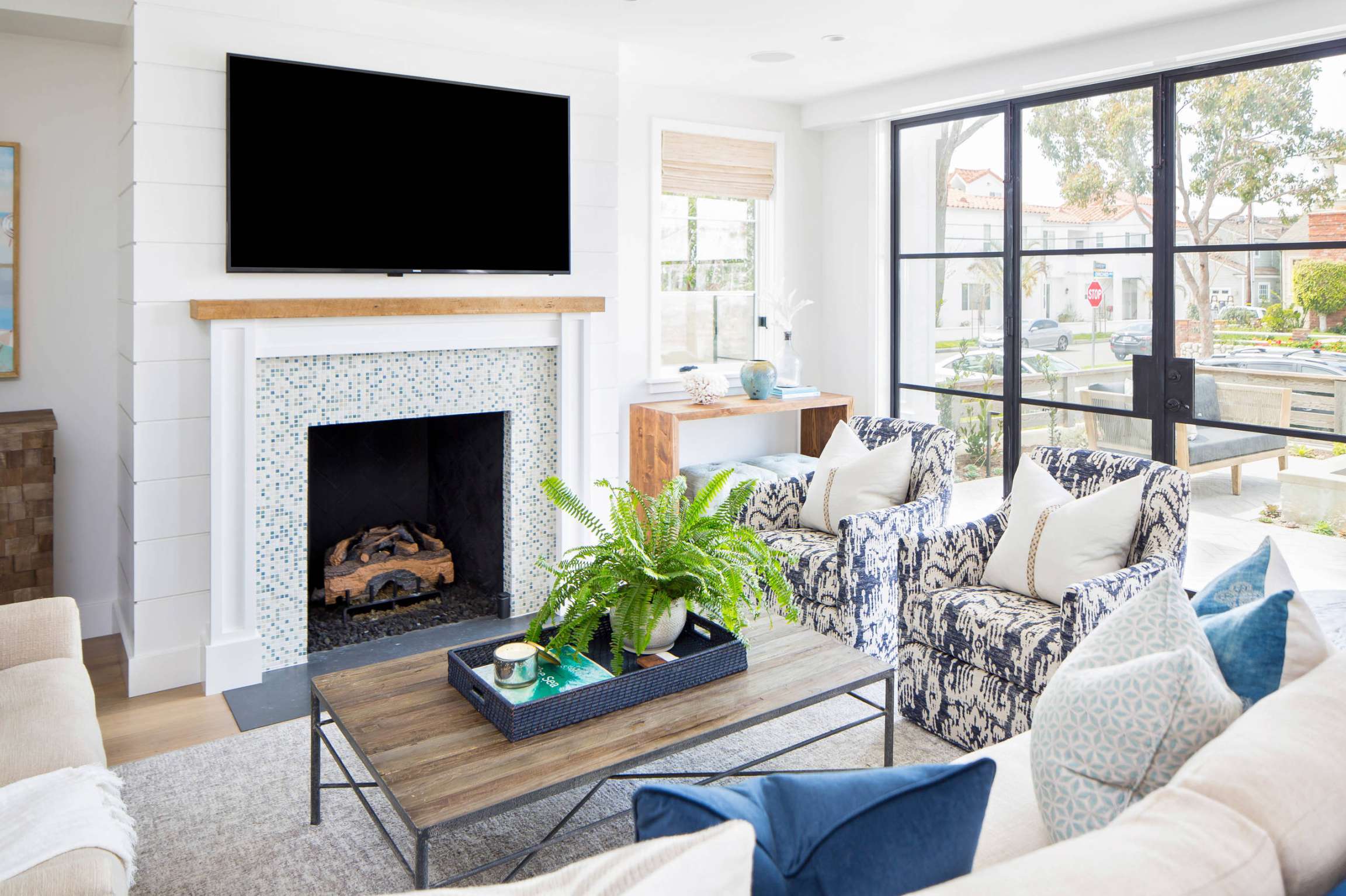 All Fireplaces Coastal Living Room Ideas You