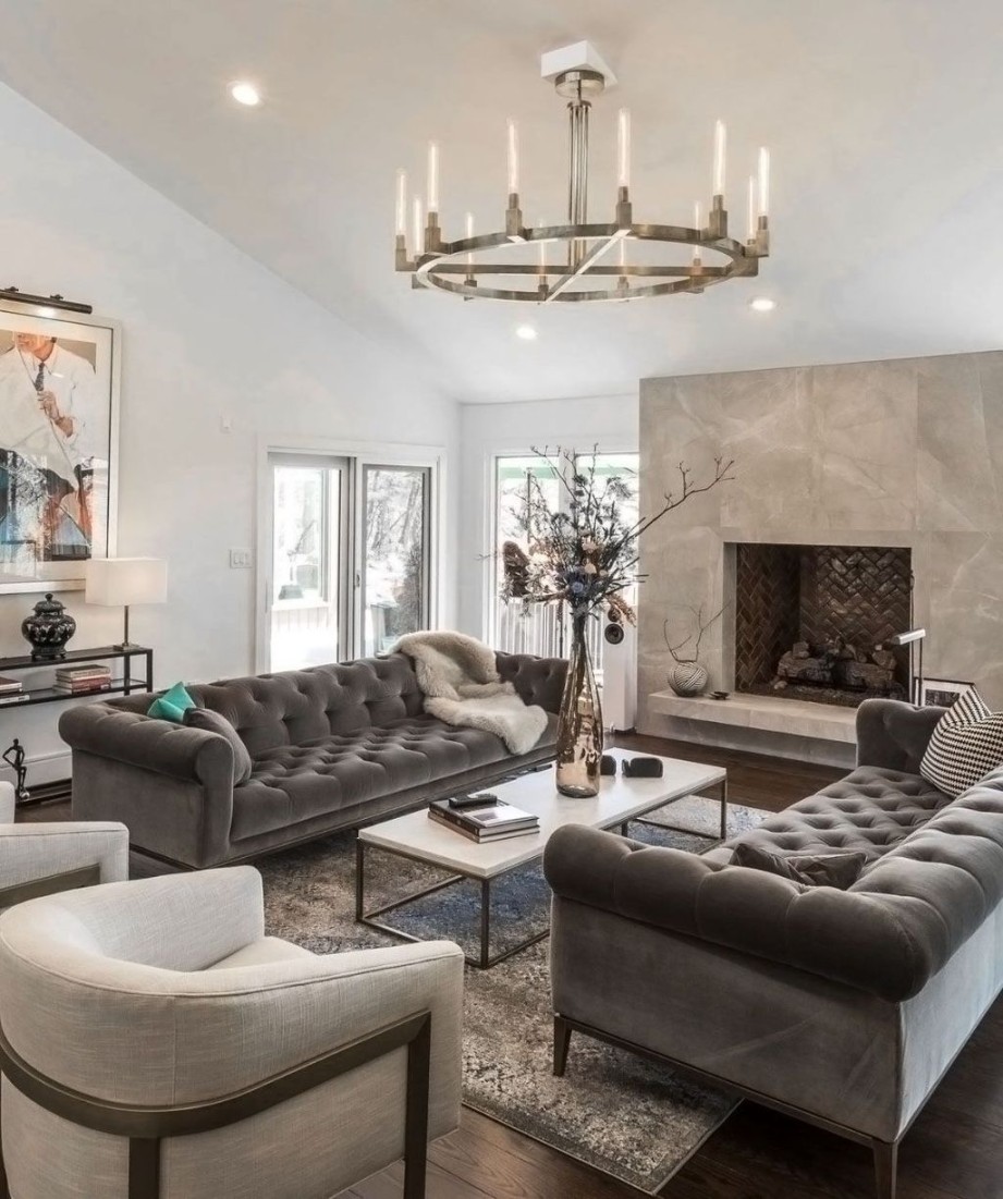 Awesome Modern Living Room Decor Ideas - HOMYHOMEE  Velvet