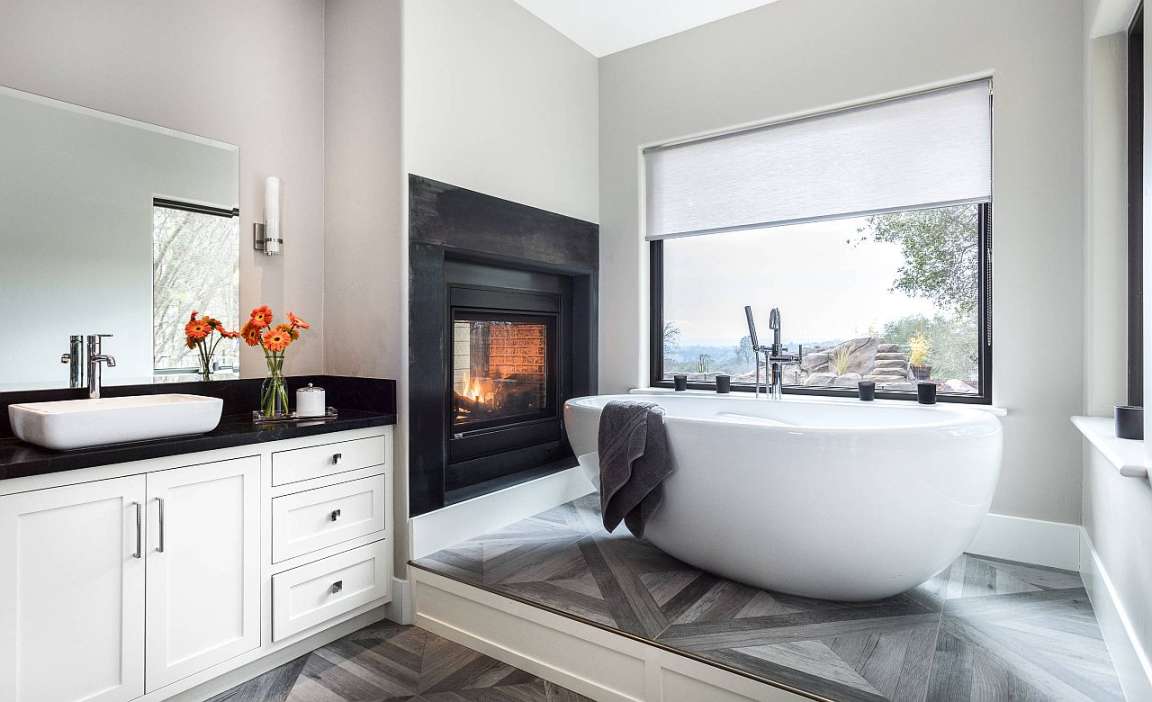 Bathroom Fireplace Trend Taking the Design World by Storm