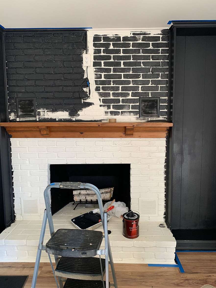 Black Brick Fireplace makeover  The Rural Legend