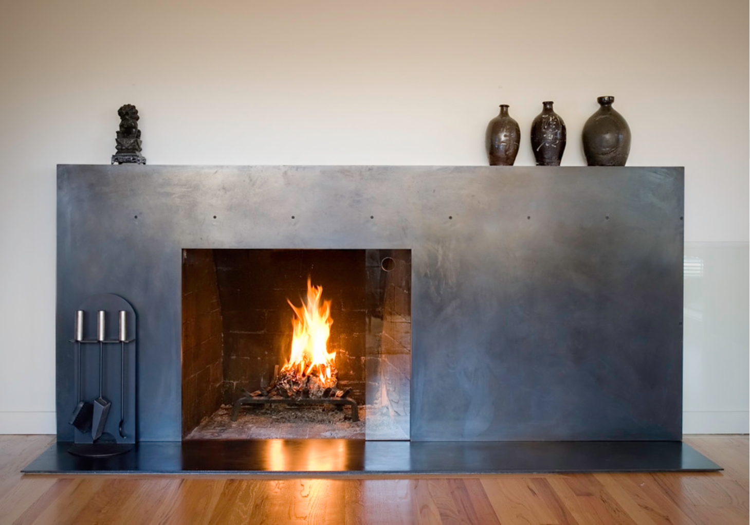 Blackened Steel Fireplace Surround  Modern Metal Design