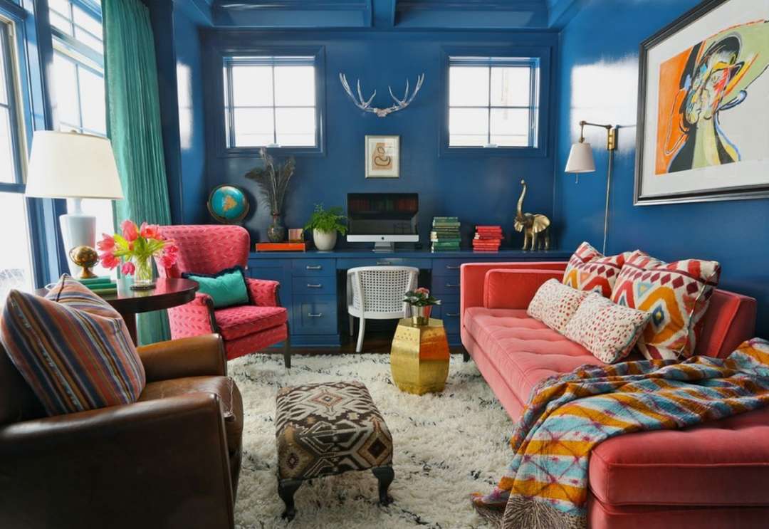 Blue And Pink Living Rooms Ideas  Eclectic Interiors  F&P Interiors