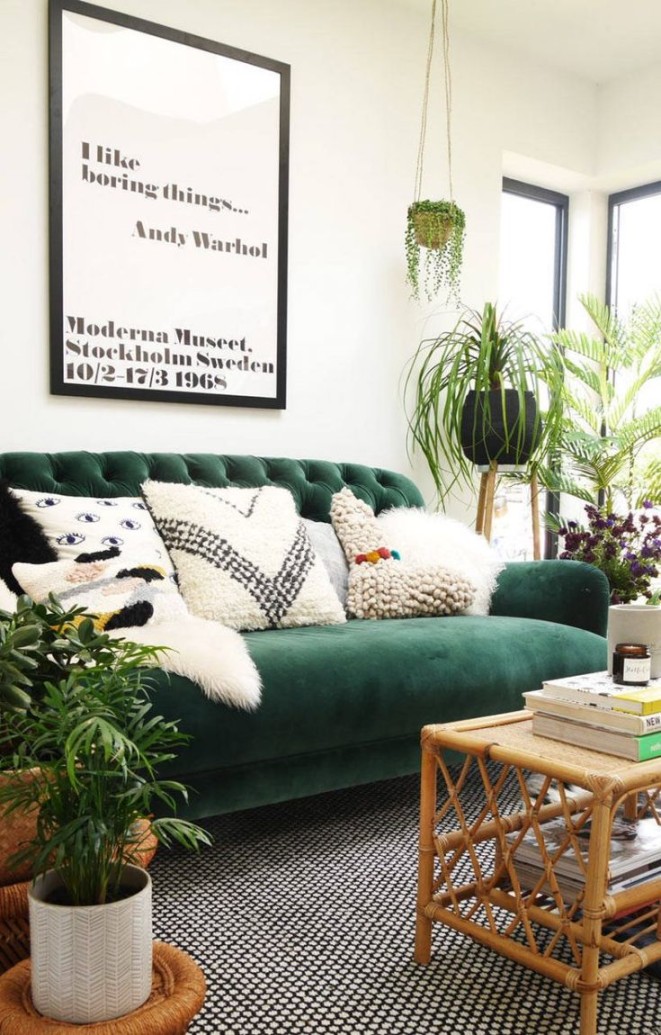 BOHO STYLE: The Green Velvet Sofa, + Stylish Options - Hey