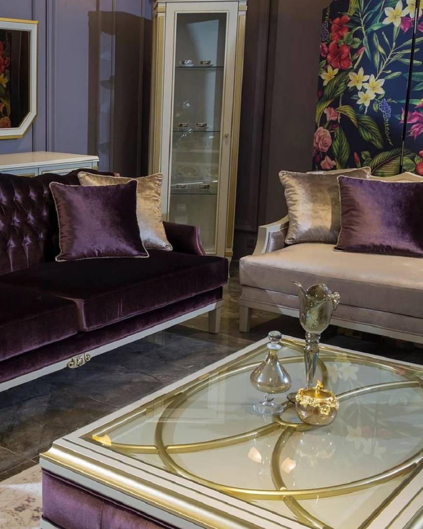 Casa Padrino luxury baroque living room set purple / pink / white
