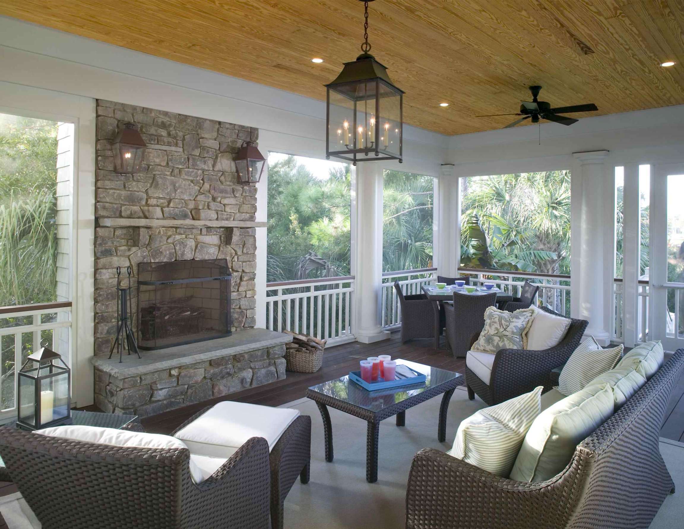 Covered Porch With Fireplace - Photos & Ideas  Houzz