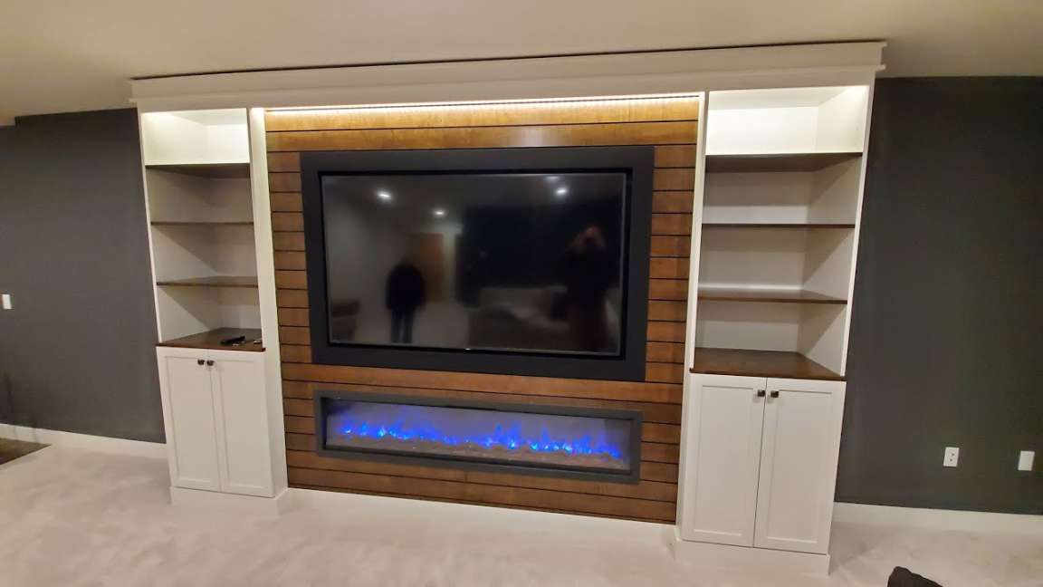 Custom Built In Entertainment Center " TV, With Fireplace, Start to  Finish.