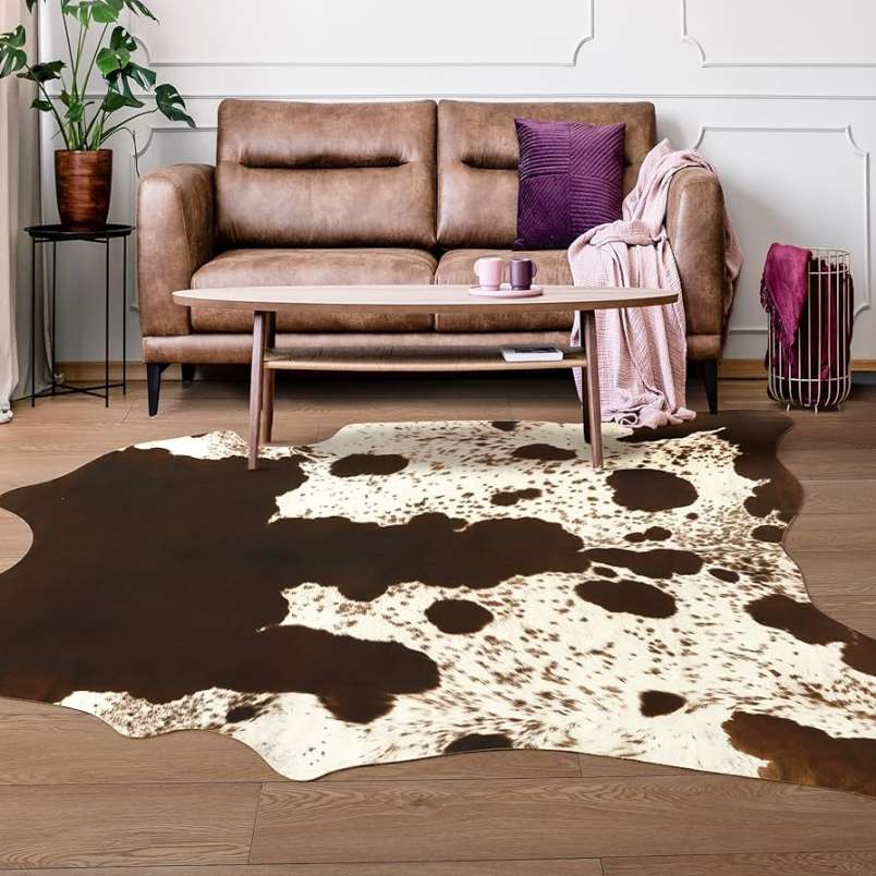 Cute Cow Skin Rug Cowhide Print Living Room Bedroom Nursery Home Decor  White Brown  x  m