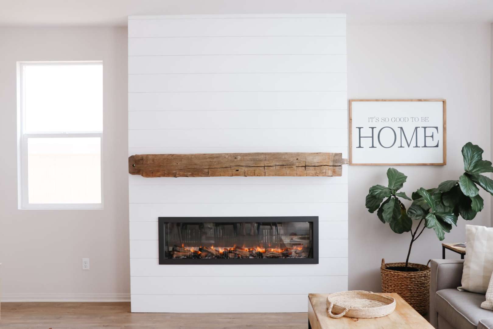 DIY Shiplap Electric Fireplace Build with Mantel – Healthy Grocery