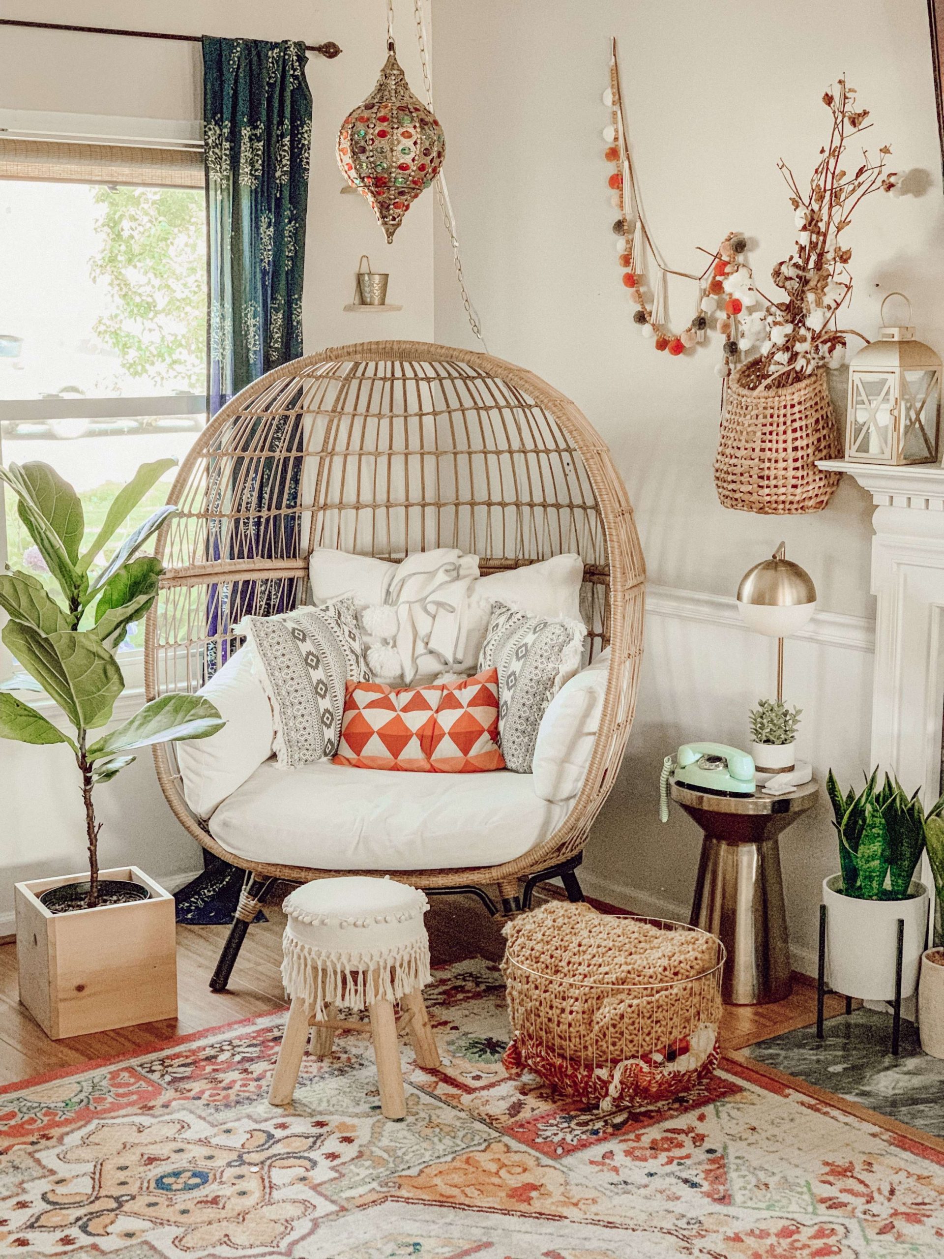 Egg chair indoors  Apartment decor, Living room designs, Boho