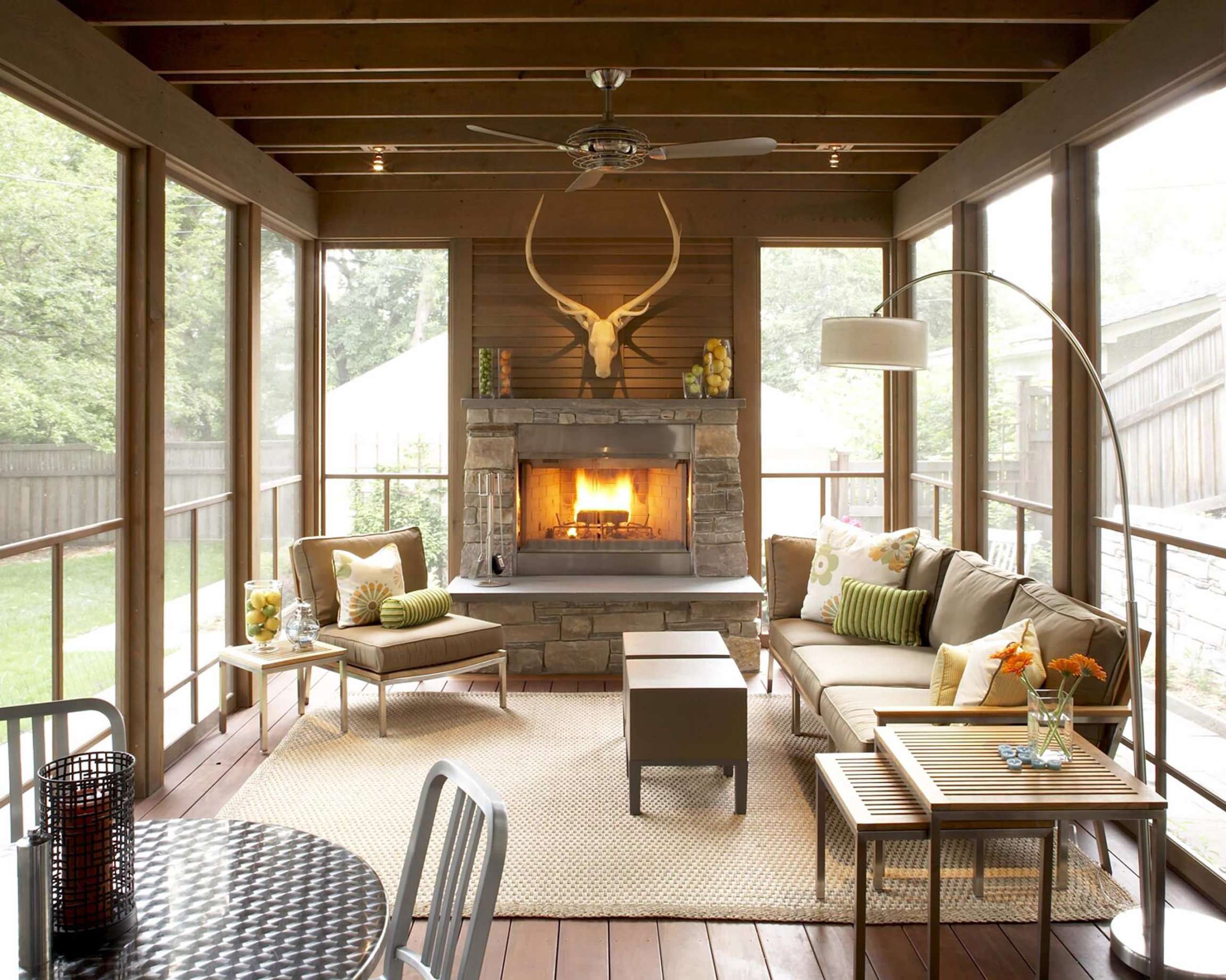 Enclosed Porch With Fireplace - Photos & Ideas  Houzz