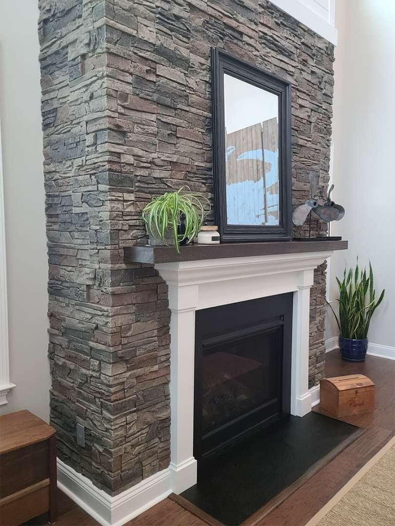 Faux Stone Fireplace - No Mortar No Mess - Box to the Wall  GenStone