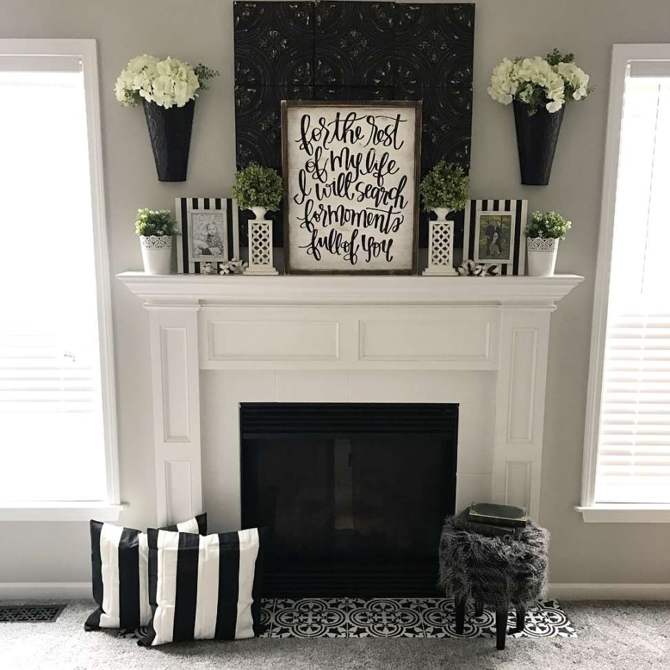 Fireplace Makeover: Stencil Tile using Chalk Paint