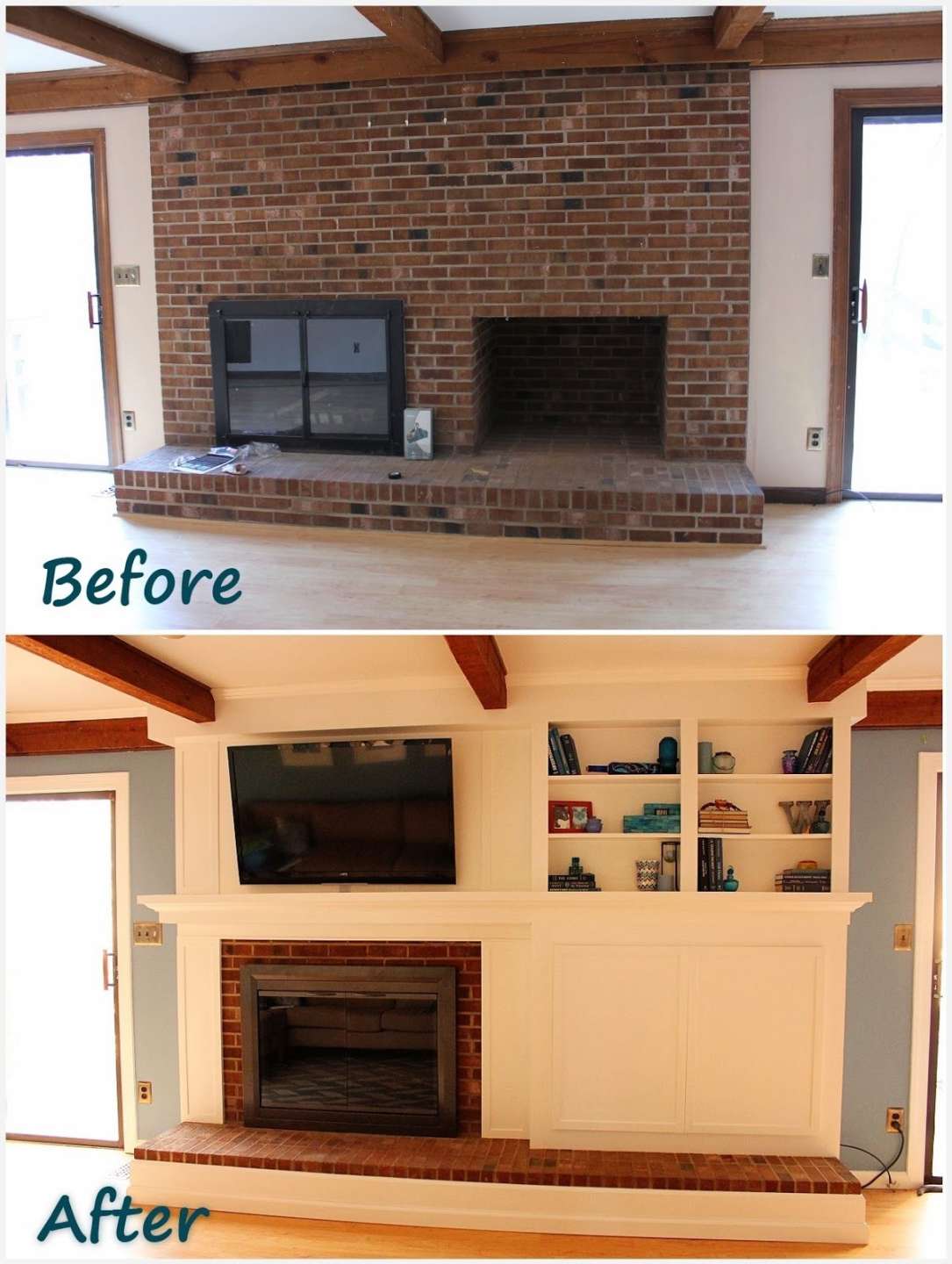 Fireplace Remodel: DIY a fireplace facade to cover an old brick