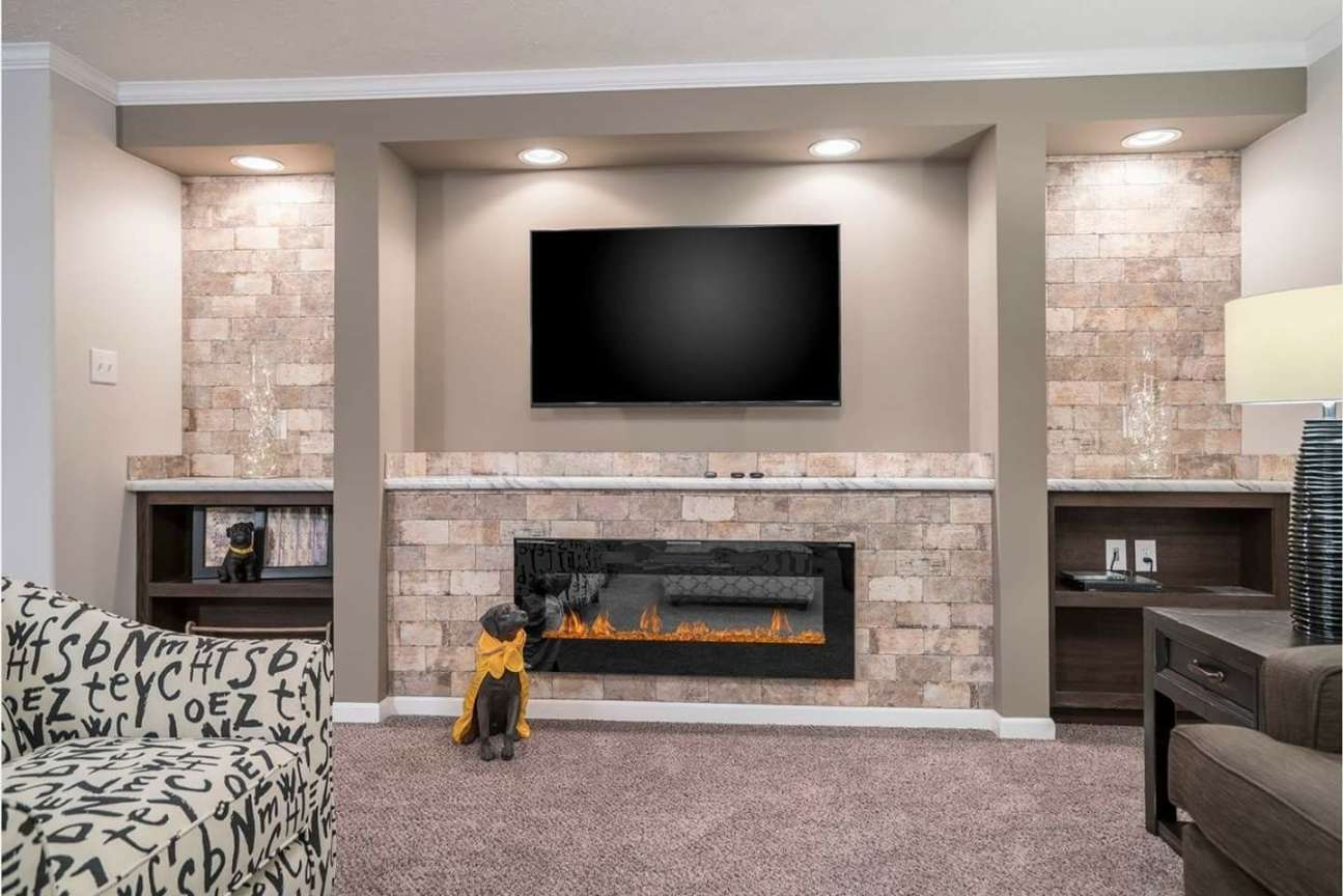 Great fireplace idea  Small basement remodel, Home fireplace