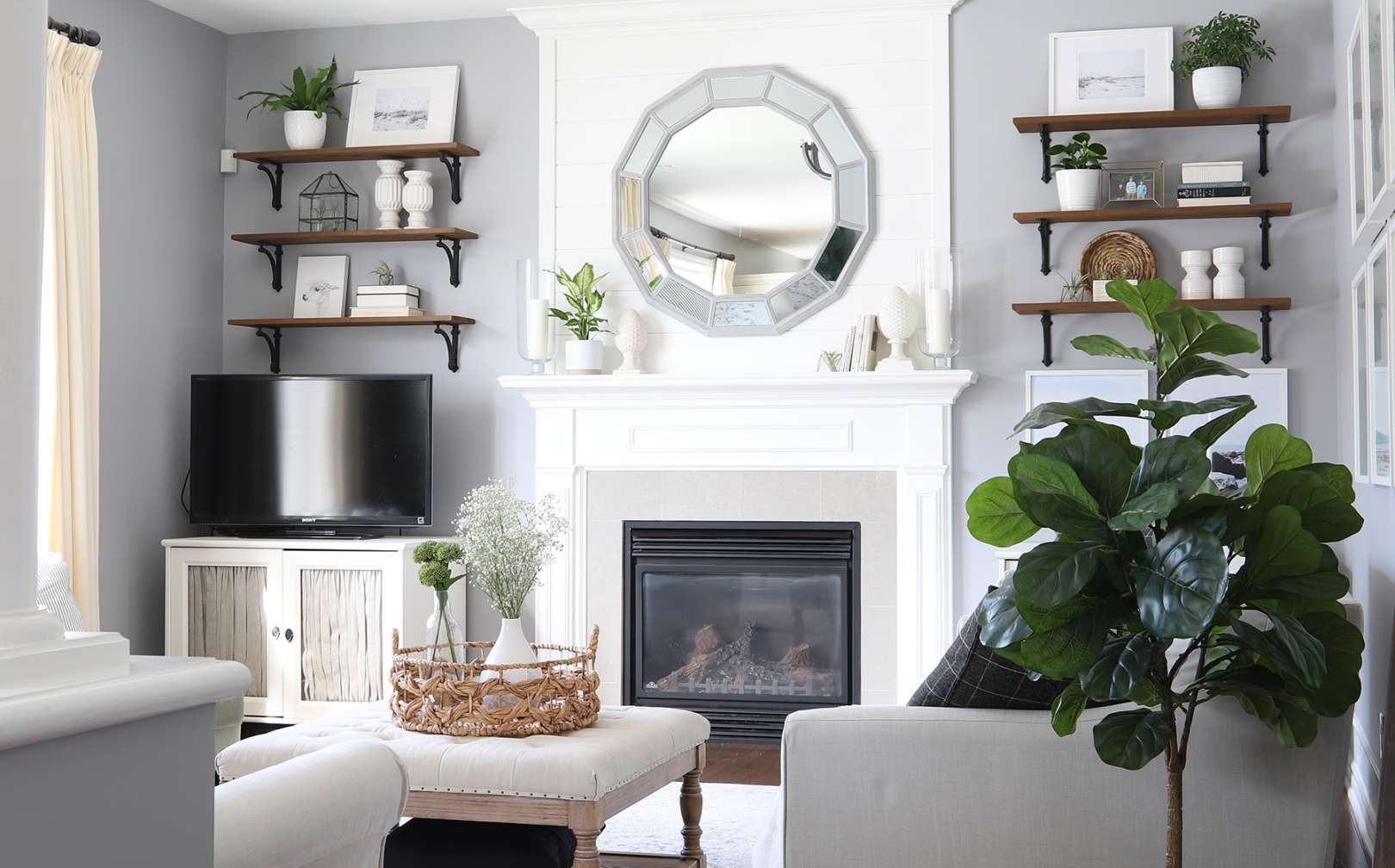 How to decorate a fireplace wall without built-ins - Willow Bloom Home