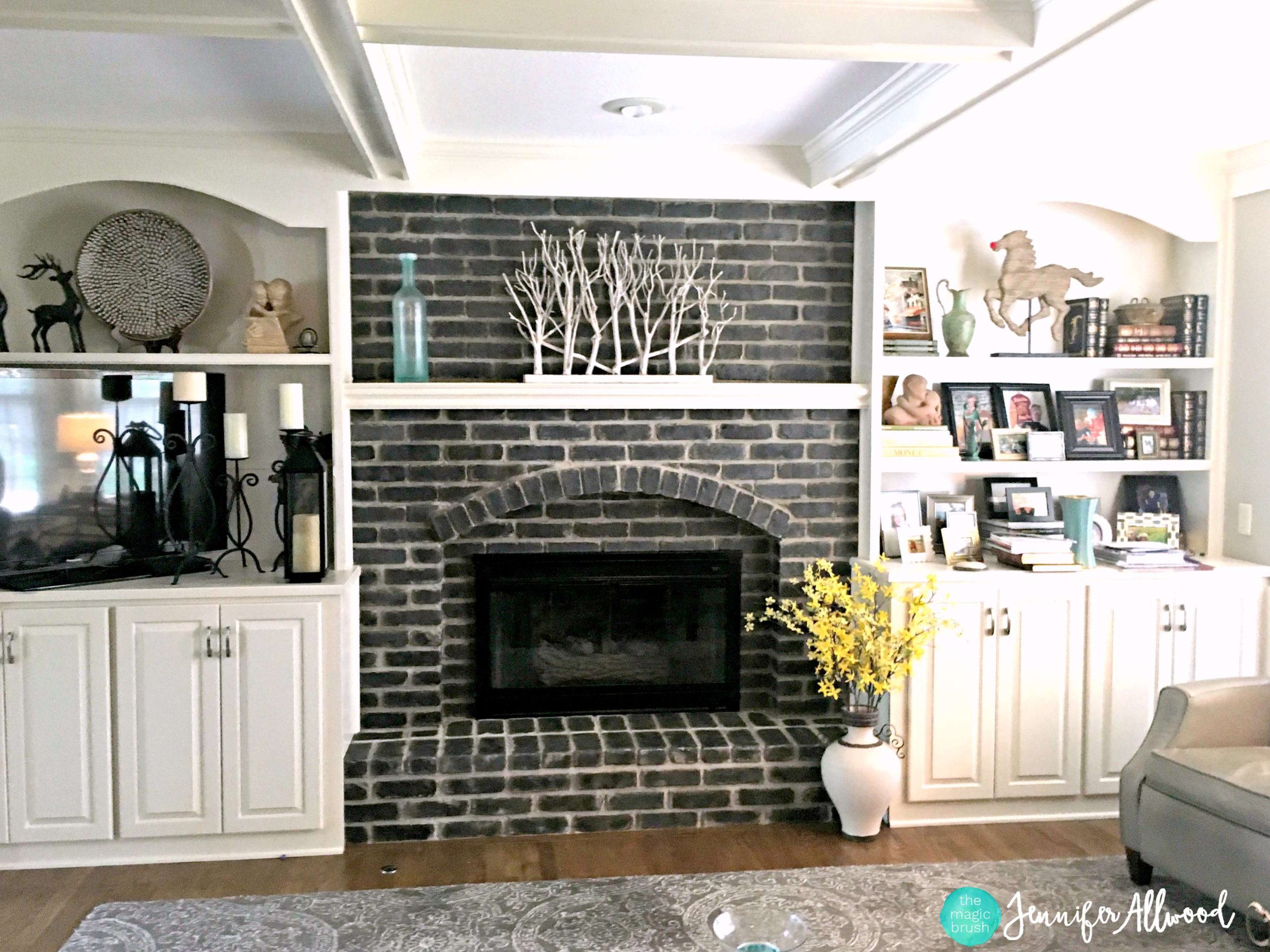 How to Paint a Black Brick Fireplace  Jennifer Allwood