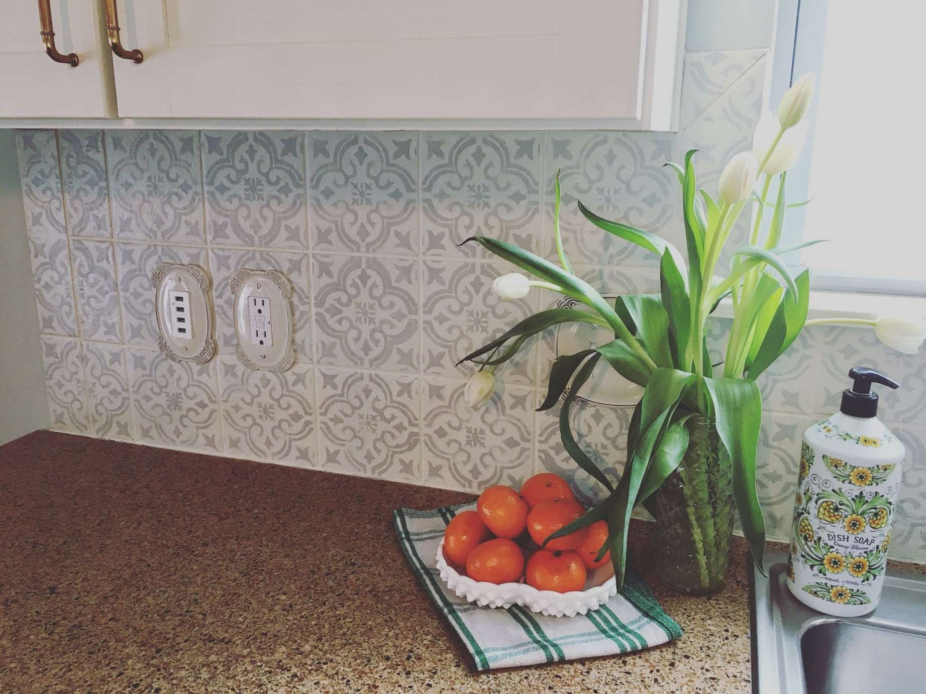 How to Paint and Stencil a Tile Backsplash