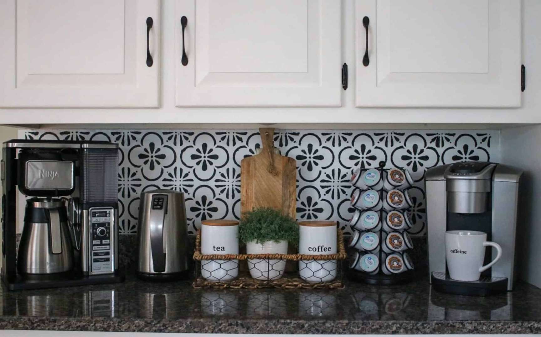 How To Stencil a Faux Tile Kitchen Backsplash - Cottage On Bunker Hill