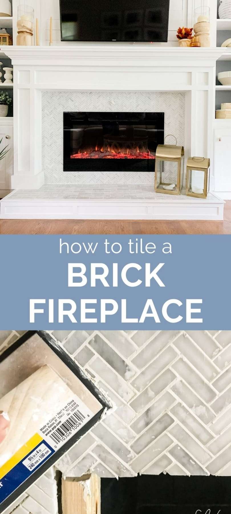 How to Tile a Brick Fireplace - Jenna Kate at Home
