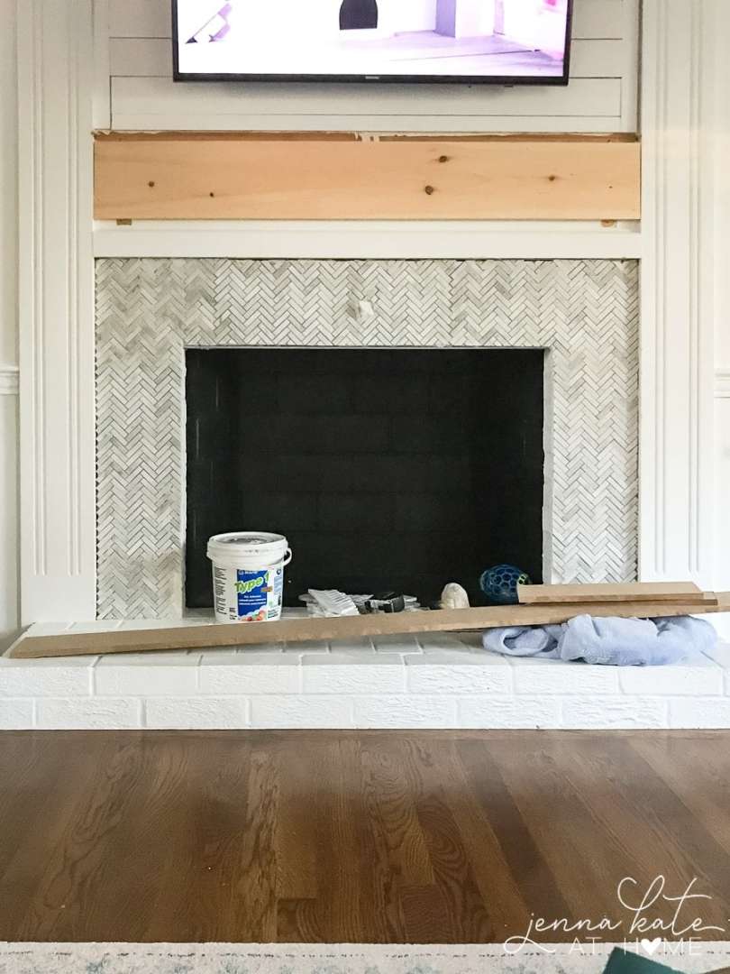 How to Tile a Brick Fireplace - Jenna Kate at Home
