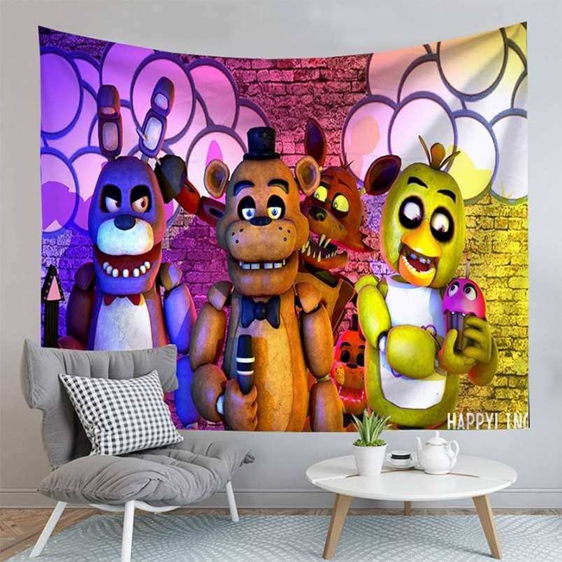 Jilijia FNAF Action Figure Wall Hanging Tapestry Funny Tapestry Hippie  Tapestry For Mens Bedroom Cool Room Decor