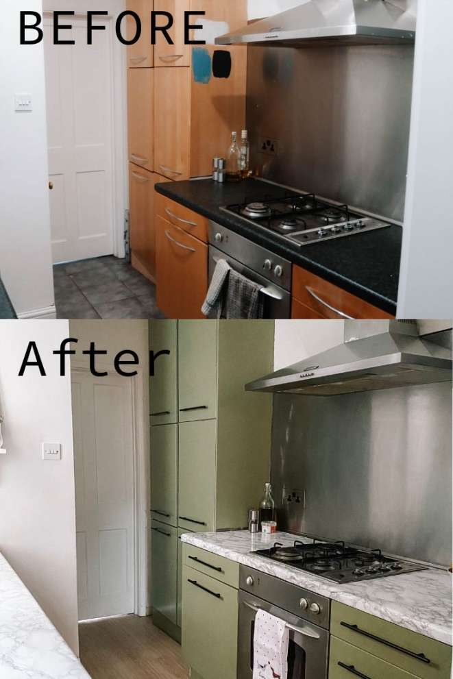 KITCHEN UPCYCLE ON A £ BUDGET // BEFORE AND AFTER GLOWUP