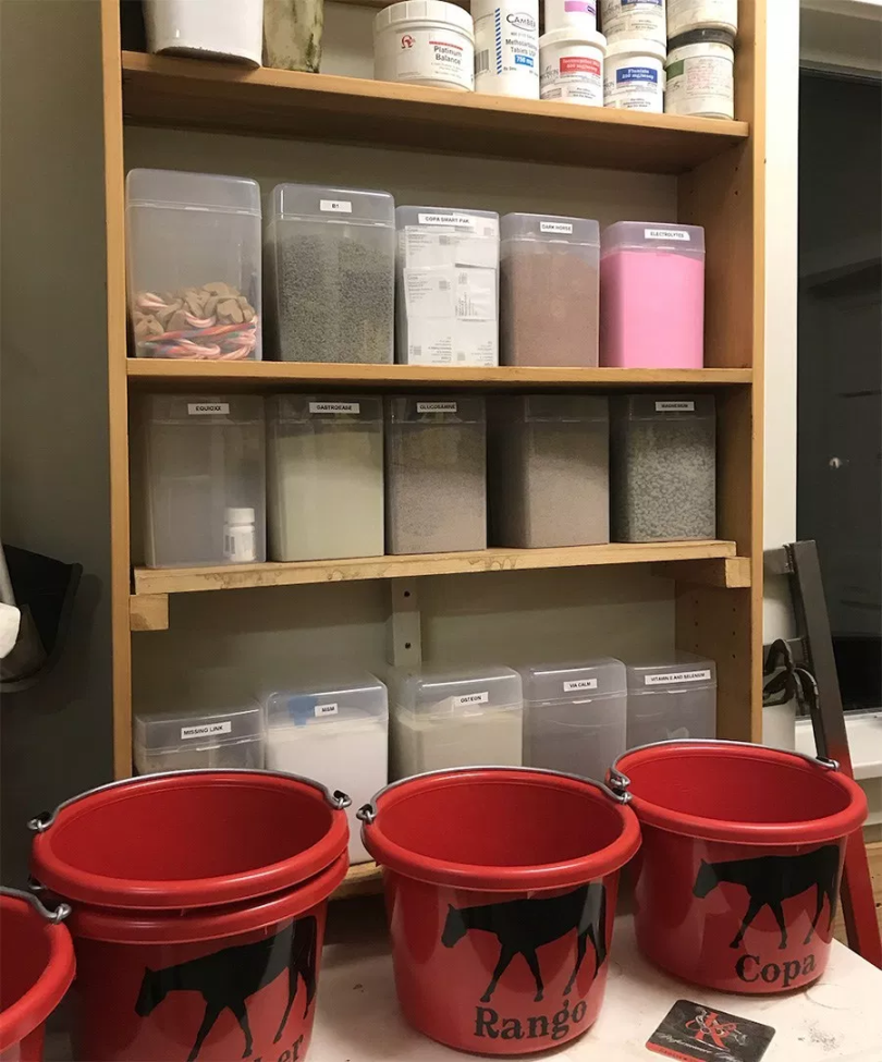 Labeled Bins for Feed Supplements - Practical Organization Solutions