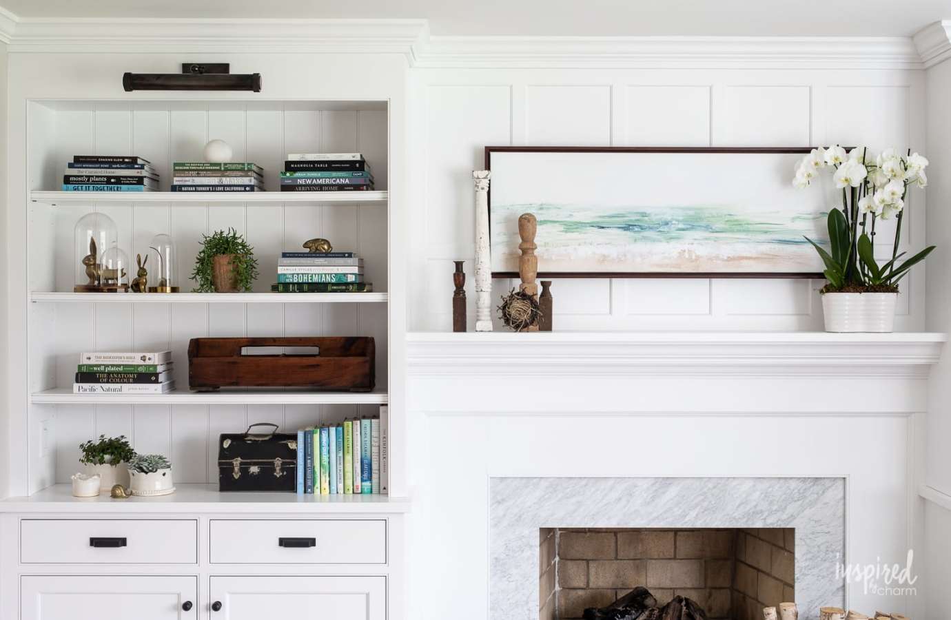 Living Room Fireplace and Bookcase Styling - Decorating Tips & Ideas