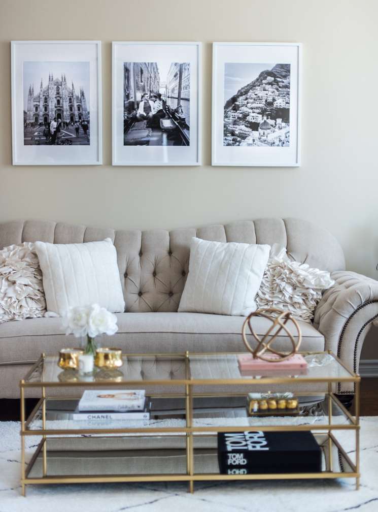 Living Room Tour - White, Beige, Gold Decor — H A N A N