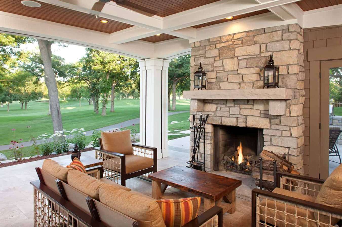 Most Amazing Four Season Porch With Fireplace Ideas