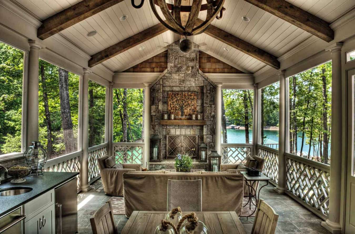 Most Amazing Four Season Porch With Fireplace Ideas