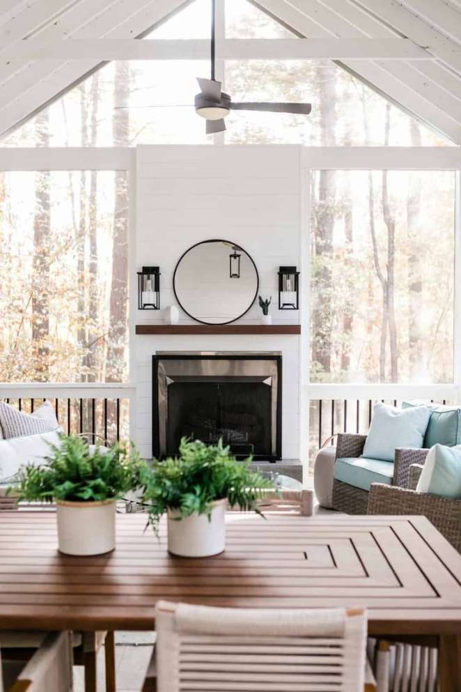 Most Beautiful Screened Porch with Fireplace Ideas for a Cozy