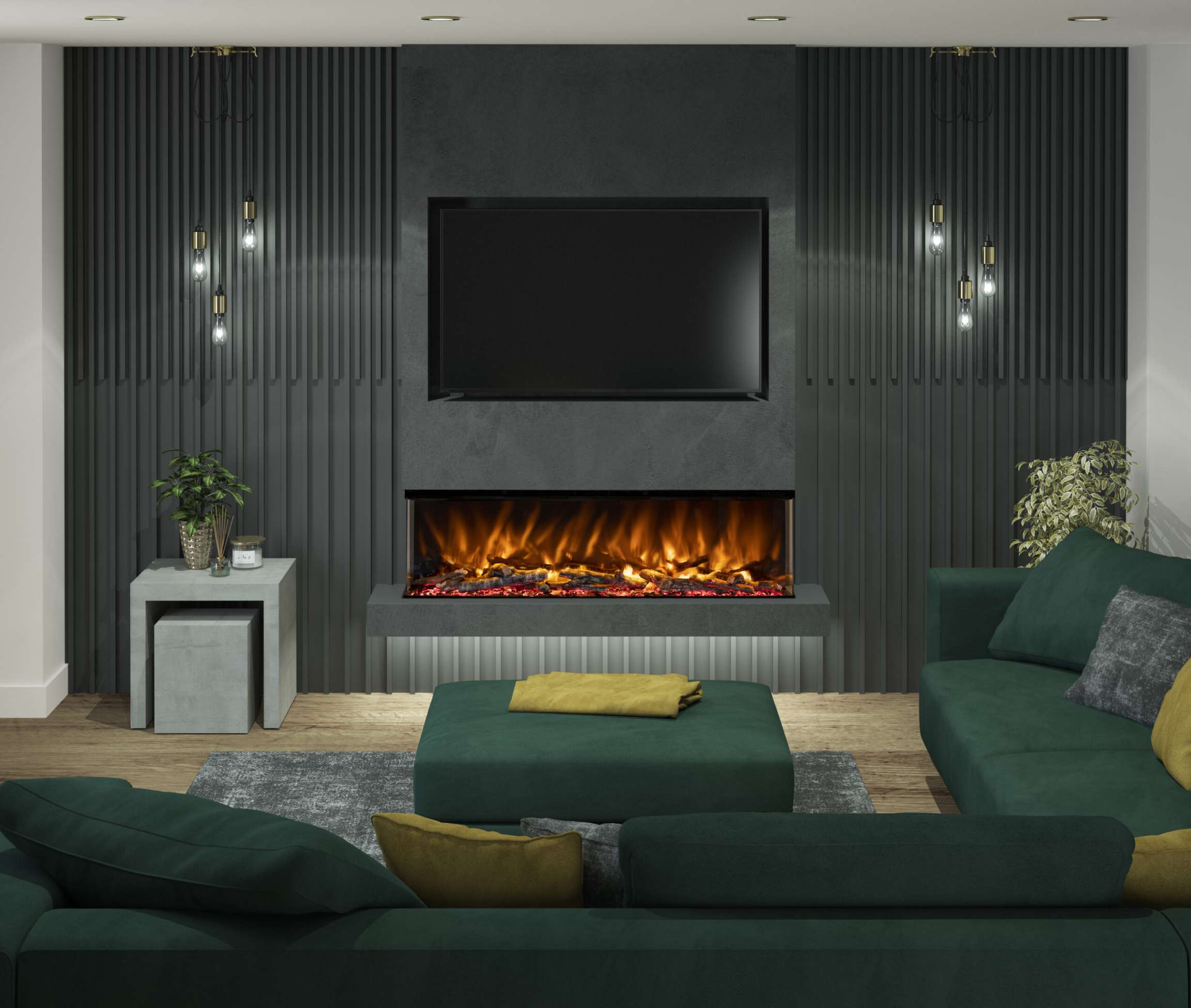 Our Best Three Sided Electric Fireplaces for Media Walls - Direct
