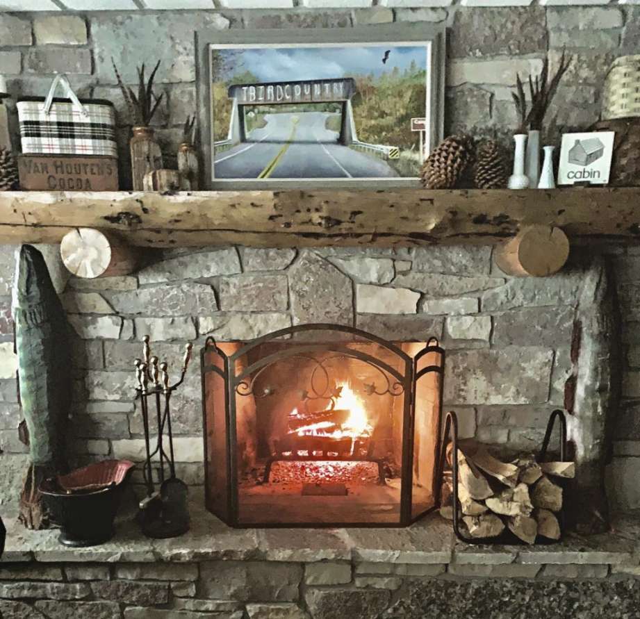 Rustic Fireplace Mantel Decor ~ White Arrows Home