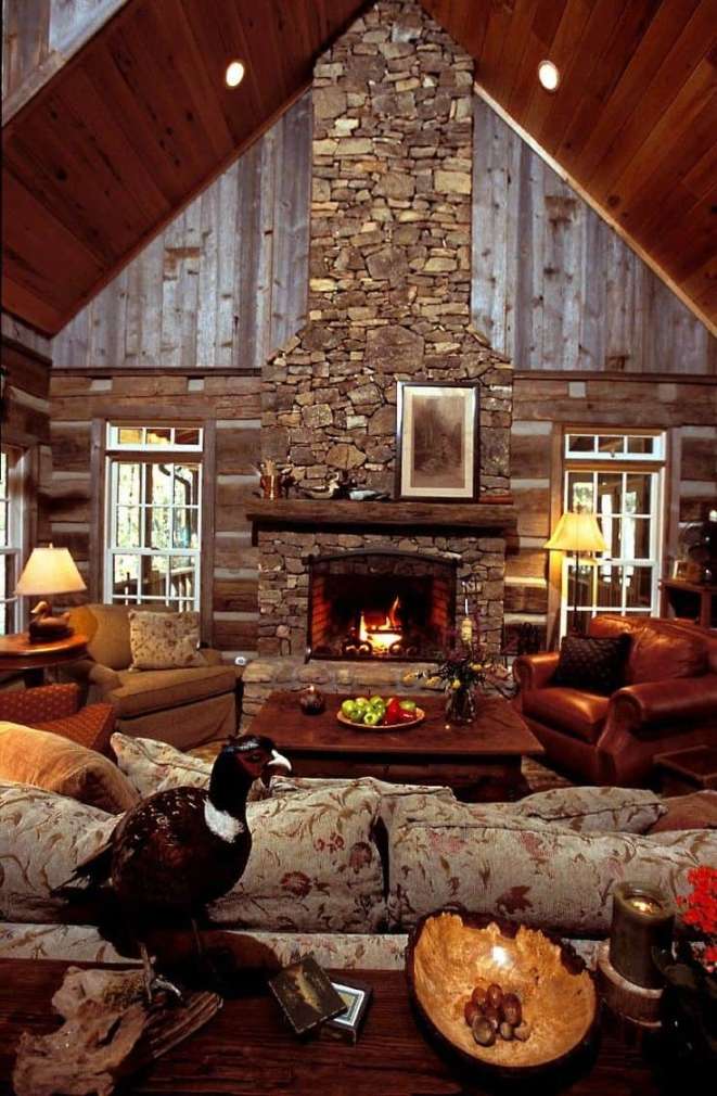 Stone fireplace Ideas for Classic, Intimate Charm  Small cottage