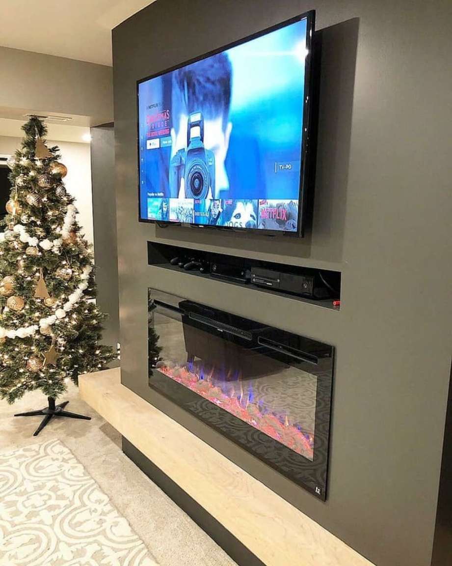 Stunning Modern Fireplace Design Ideas With TV Above  Living