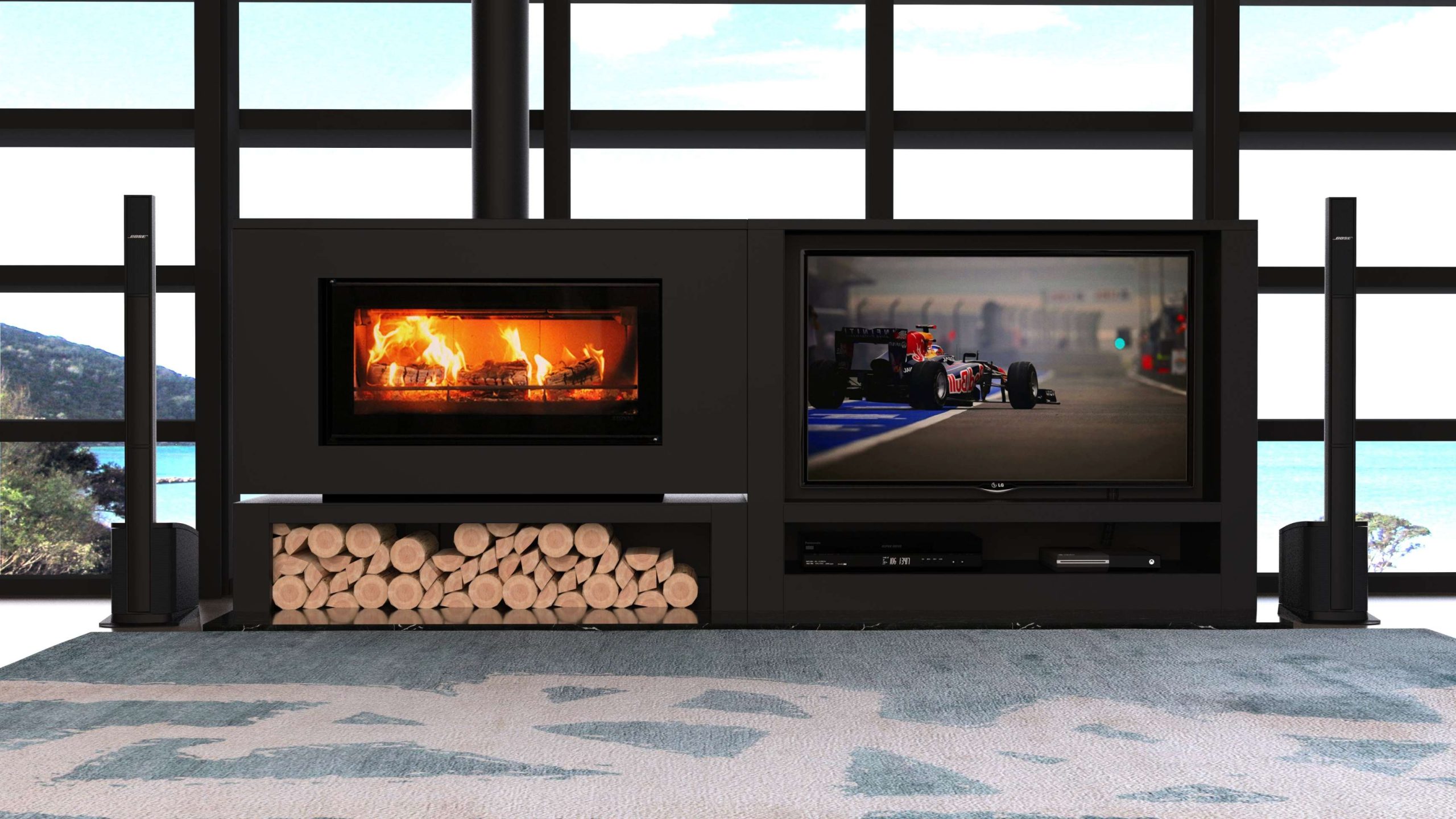 The Fireplace Introduces New Side by Side TV and Fireplace Cabinet