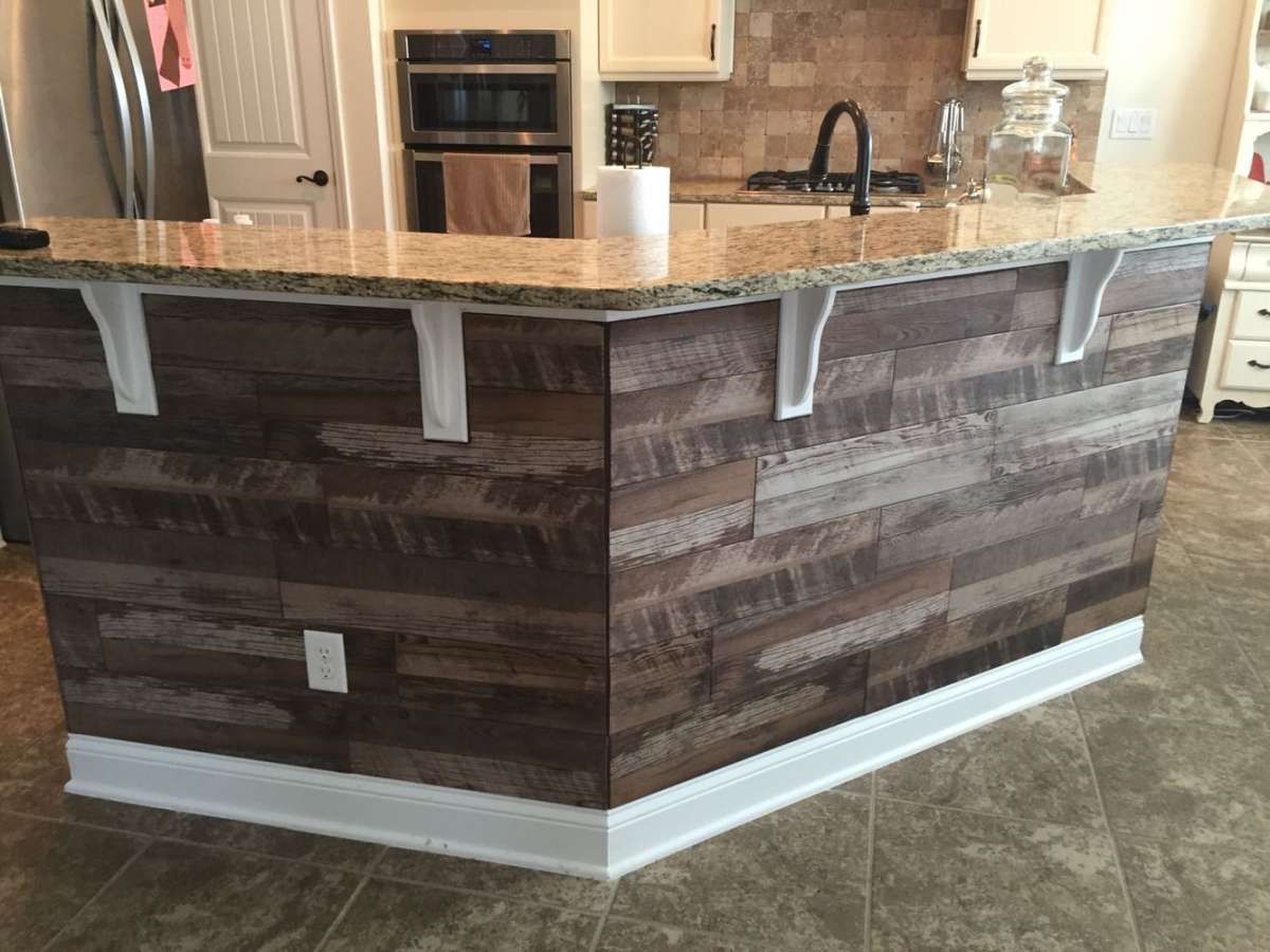 Weathered Grey Wood Look Tiles for Kitchen Bar