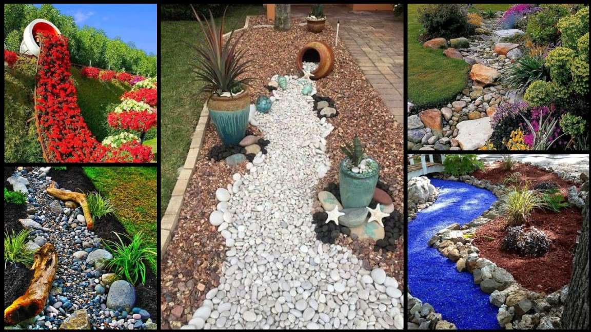 Inspiring Dry River Bed Landscaping Ideas  Landscaping With stones and  Flower