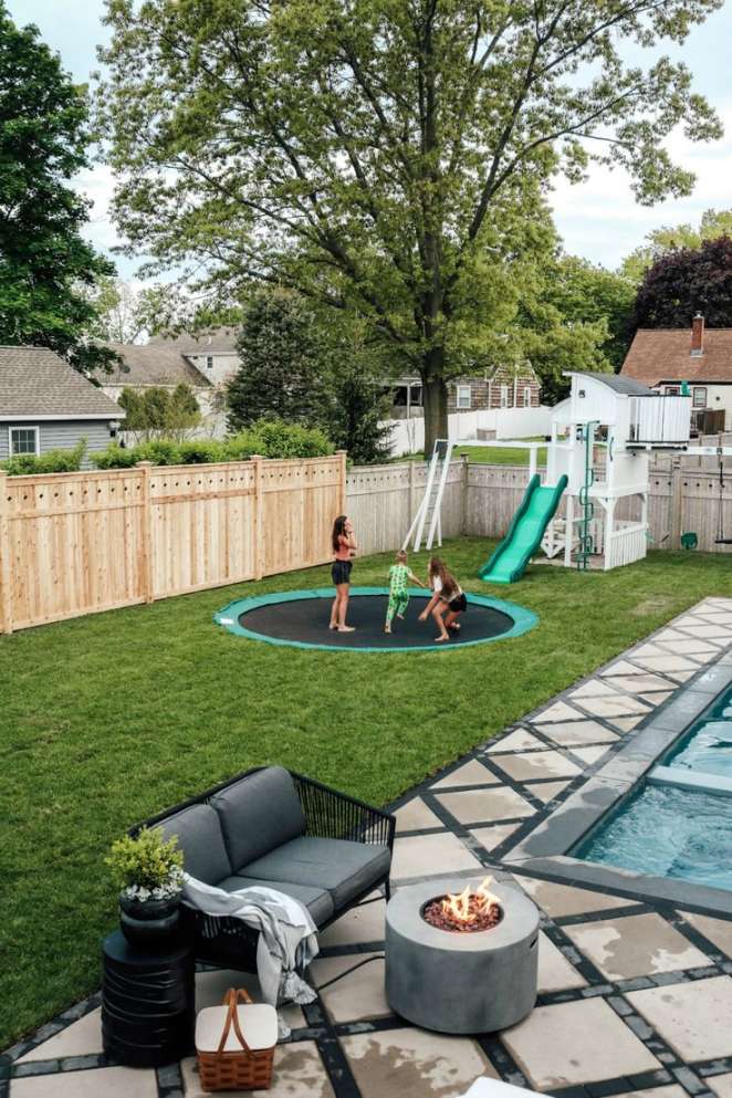 Our DIY In-Ground Trampoline - Nesting With Grace  Backyard